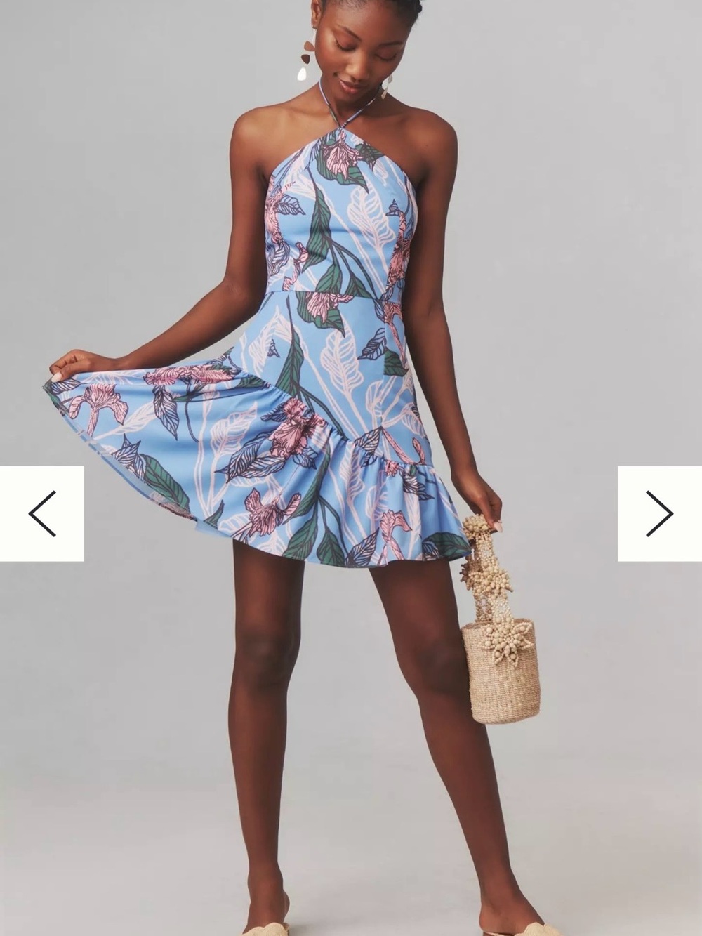 Hutch Blue Floral Halter Mini Dress Size Medium Like New - Picture 4 of 8